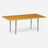 Tapio Wirkkala, Coffee table, model 9014, 1958, birch, teak inlay, enameled steel