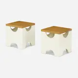 Dado occasional tables model T29, pair by Ettore Sottsass, 1963, lacquered wood, rosewood, sold Mar 2023