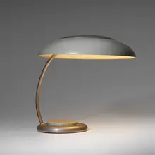 Veb Leuchtenbau, Table lamp, c. 1960, enameled and nickel-plated steel