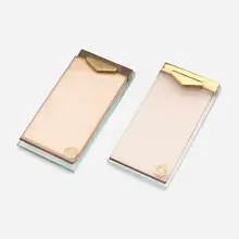 Notepad holders, pair by Fontana Arte, c. 1955, glass, brass, sold Mar 2023