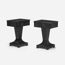 Grosfeld House, Console tables, pair, c. 1950, carved and lacquered wood