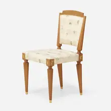 Richard Scott Newman, Chair, c. 1995, cherry, silk-screened upholstery, gilt bronze