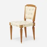 Richard Scott Newman, Chair, c. 1995, cherry, silk-screened upholstery, gilt bronze