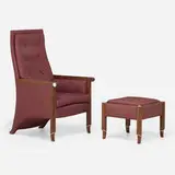Wendy Stayman, Armchair and ottoman, c. 1990, rosewood, upholstery, acrylic