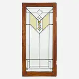 Frank Lloyd Wright, Window from the Lake Geneva Hotel, Lake Geneva, Wisconsin, 1911, leaded glass, slag glass, flat zinc came, oak, pine