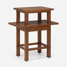 Frank Lloyd Wright, Serving table from the B. Harley Bradley House, Kankakee, Illinois, c. 1900, oak, brass, steel casters