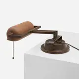 Handel, Mosserine piano lamp, c. 1920, bronze, Chipped Ice glass, copper, iron