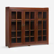 Bookcase, model 323 by Limbert, c. 1910, oak, glass, copper, sold Mar 2024