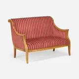 Léon Jallot, Art Deco settee with carved flowers and leaves, 1912, mahogany, upholstery, brass