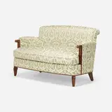 Leleu Paris, Settee, c. 1940, mahogany, upholstery