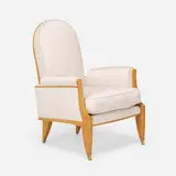Maurice Jallot, Club chair, c. 1930, maple, upholstery, brass