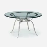 attribution René Prou, Coffee table, c. 1935, aluminum, steel, glass