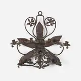 Marie Zimmermann, Buckeye leaf-form candle sconce, c. 1925, patinated and handwrought iron