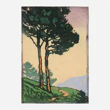 Mountain Path by Margaret Jordan Patterson, 1911-1921, woodcut in colors, sold Mar 2024