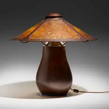 Michael Adams for Aurora Studios, Milk can table lamp, 1990, handwrought copper, mica