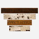 Roycroft, Collection of four room name plaques from the Roycroft Inn, East Aurora, c. 1906, oak, painted oak, stained oak