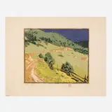 Gustave Baumann, Pecos Valley, 1921, woodcut in colors on Zanders Bergisch Gladbach laid paper