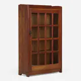 Gustav Stickley, Bookcase, model 715, c. 1910, oak, glass, patinated copper