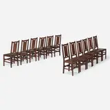 H-back chairs model 308, set of twelve by Gustav Stickley, sold Mar 2024