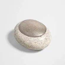 John Prip, River Stone lidded box, 1994, granite, sterling silver