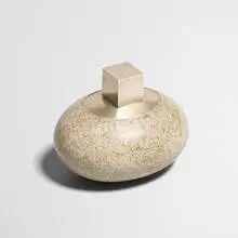 John Prip, River Stone lidded box, c. 1994, granite, sterling silver