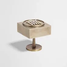John Prip, standing lidded box, 1960, nickel-plated brass
