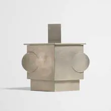 John Prip, lidded box, 1983, pewter, copper