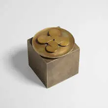 John Prip, lidded box, c. 1960, patinated brass, brass