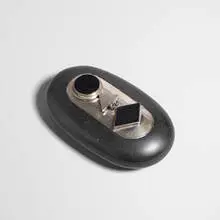 John Prip, River Stone lidded box, c. 1994, agate, sterling silver, onyx