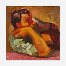 Franco Francese, Contadino all' Osteria, 1957, oil on linen