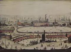 Untitled by L. S. Lowry, Laurence Stephen Lowry RA (1887-1976) 'The Pond' offset lithograph in colours, sold Oct 2020