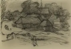 Untitled by Robert Bevan, Robert Bevan (1865-1925) Peasant returning home charcoal, sold Oct 2020