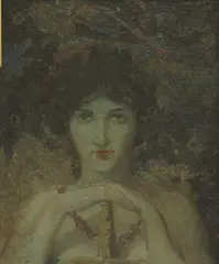 Untitled by John Duncan, Attributed to John Duncan (1866-1945) Guinevere oil on board 23.5 x 19.5cm, sold Oct 2020
