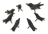 Guy Taplin, Untitled, Guy Taplin (b.1939) Miniature Crow Family carved and painted driftwood 10cm high .