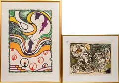 Pierre Alechinsky, Zwischen den Zeilen, Lithograph in color
