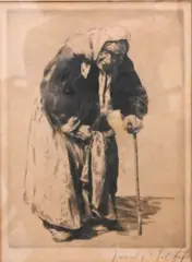 Old Woman with a Cane by Erich Wolfsfeld, Etching, offered Sep 2026
