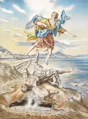 Edward Laning, Creche Figures in Naples, Watercolor, colored pencil on paper