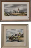 John Cuthbert Hare, New England Lighthouse, Cape Cod, Watercolor on paper
