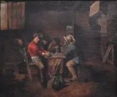 Adriaen Brouwer, The Card Players, Oil on canvas
