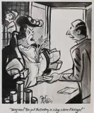 Peter Arno, Young Man! You Put that Celery in a Bag, Where it Belongs!, Pen and ink wash, watercolor on paper