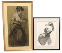 Study of Camille Claudel by Deane G. Keller Jr., 1991, Pastel, charcoal on paper, offered Jul 2026
