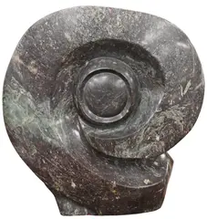 Dual Sided Form by C. Mushinga, Carved stone dual sided sculpture of an eye to one side and a human figure to other, offered Jul 2026