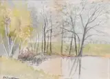 Landscape Study of a Pond by John Henry Twachtman, Watercolor on paper, offered Jul 2026