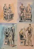 Henry Moore, Family Groups, 1944, Watercolor, pen and India ink wash paper