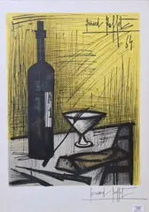 Bernard Buffet, Le Pain et Le Vin, lithograph in colors, 1964
