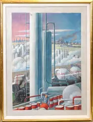Ernest Fiene, Oil Refinery I, 1944, Oil on board