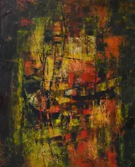 Lê Bá Đảng, Untitled Composition in Yellow and Orange, 1955, Oil on canvas