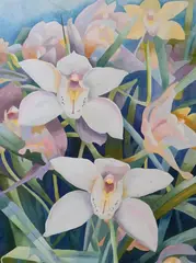 Two White Orchids by Linda Bastian, 1992, Watercolor on paper, offered May 2026