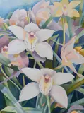 Two White Orchids by Linda Bastian, 1992, Watercolor on paper, offered May 2026