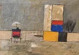 Nicola Simbari, Composition with Beach Chair and Umbrella